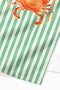 Crab-Themed Striped Marine Beach Towel - Mediterranean Style Green and White Quick-Dry Microfiber Towel - 5