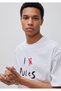 Men's White 100% Cotton Graphic Printed Crew Neck T-Shirt - 4