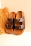 Lorenzo White Skin Double Buckle Light Cork Sole Men's Slippers - 2