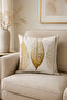 Striped Leaves Themed Hidden Zippered Throw Pillow Cover Sofa Pillow Cover Set (4pcs) - 4