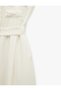 Modal Fabric Sleeveless Button Pocket Belt Detail Textured Long Shirt Dress - 6