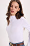 Women's Regular Fit Classic Cut Viscose Fabric Turtleneck White Blouse - 3