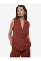 X Melis Ağazat - Viscose Fabric Pocketed Sleeveless Double-Breasted Blazer Jacket Vest - 2