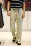 Men's Baggy Fit High Waist Belted Gabardine Trousers Stone Color - 5