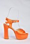 Orange Satin Fabric Platform Heeled Women's Evening Dress Shoes M348202404 - 6