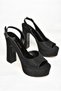 S246059914 Black Glitter Platform Heeled Women's Evening Dress Shoes - 7