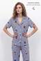 Egyptian Women's Cotton Short Sleeve Shirt Pajama Set Navy Blue - 2