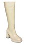 R282230109 Beige Platform Thick Heeled Women's Boots - 5