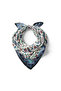 Tulip Patterned Navy Blue Silky Handkerchief - 2