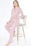 Long-Sleeved Button-Down Pajama Set Comfortable Knitted Fabric Home Wear 89-122 - 5