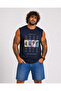 Large Size Printed Sleeveless T-Shirt Hope 26124 Navy Blue