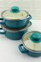 3-Piece Luxury Enamel Mini Cookware Set Turquoise 12/14/16cm - 2