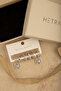 Silver Color Steel Zircon Stone Square Baguette Figured 6-Piece Hoop Earring Set - 3