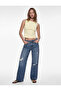Slim Fit Cotton Crew Neck Corset Detailed Sleeveless Blouse