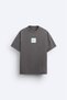 Crew Neck Syzygy Written Oversize Smoked Men's T-Shirt - 3