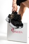 New Season Black Wedge Heeled Sports Sandals Heel Height Total 10 cm - 6