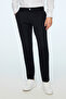 Men's Navy Blue Rayon Trend Straight Slim Fit Trousers