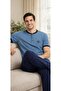 Men's Short Sleeve Pajama Set – Modern Design Comfortable Home Wear Set 18-86 - 3