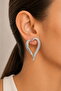 Women Earrings Half Line Pattern Hollow Large Slope Heart Earrings - 2
