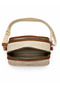 Women's Silvery Straw-Looking Leather Beige-Tan Covered 3-Compartment Cross Shoulder Bag with Adjustable Strap Daily Stylish Mini Bag - 4