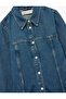 Cotton Long Sleeve Classic Collar Button Flounced Mini Denim Dress - 5