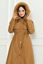 Hidden Zipper Hooded Coat Brown 19211 - 2
