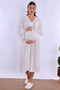 Cotton Comfortable Cut Maternity Nightgown with Breastfeeding Feature Effortt - Ecru - 8