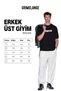 Rough Men's 100% Organic Cotton Contrast Piping Print Detail Regular Fit Black T-Shirt - 7
