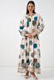 Bdart Ethnic Patterned V-Neck Buttoned Maxi Dress - 3