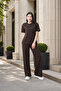 Women's Silvery Crew Neck Short Sleeve Loose-Fit Top and Bottom Set