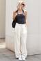 White High Waist Relaxed Fit Wide Leg Pants Mg2120
