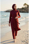 Modern Simplicity Belted Zippered Hijab Swimsuit 2602-05 Tile - 2