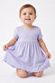 100% Cotton Collar Button Closure Baby Girl Dress - Lilac - 3