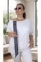 One-Shoulder Ribbon Detail Circular Necklace Viscose Fabric Plus Size Bluz - 2