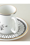 White Chic Bone Porcelain 4 Piece Coffee Cup Set for 2 People 90 ml Black-White-Gold - 4