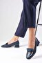 Verona Navy Blue Color Blunt Toe Women's Low Heel Shoes - 4