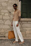 Alten Beige Polo Collar 100% Cotton Knitwear Men's Tshirt - 5