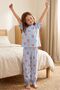 Girl's Gingham Patterned Blue and White Color Bow Short Sleeve 100% Cotton Pajama Set - 3