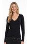 Black V-Neck Long Sleeve Blouse