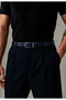 Clip-On Navy Blue Leather Belt Classic - Men's 100% Genuine Leather Belt - 7