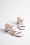 Women's White Stylish 5 cm Heeled Slippers Nk20888