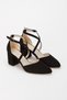 Black Suede Women's Low Heeled Classic Thick Heeled Comfortable Shoes Seferi735 - 2