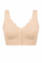 Women's Seamless Laser Cut Front Snap Gathered Bra with Wide Straps Comfortable Bustier - 3