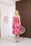 Fuchsia Color Dress with Halter Neck Detail and Ruffled Patterned Skirt - 4