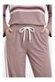 Women's Stripe Detailed Long Sleeve Premium Modal Top and Bottom Tracksuit Set - Earth - 4