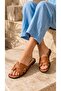 Women's Tan Banded Hrms Leather Slippers 1cm Byndst01 - 2