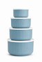 Set of 4 Round Storage Containers Striped Turquoise |   2.5L 1.5L 0.80L 0.45L |   Microwave and Freezer Compatible - 6