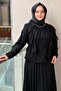 Marex Collar Pearl Embellished Ruffle Blouse Pleated Skirt Evening Dress Set - 3