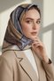 100% Twill Silk Marble Patterned Beige - Gray Colored 90X90 Scarf Sewing Shape: Hand Sewing - 5