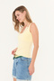 Yellow Colorless, Double Layered, Square Neckline, Lace Detailed, Ultra Soft 95% Natural Viscose Full Stretch Undershirt - 3